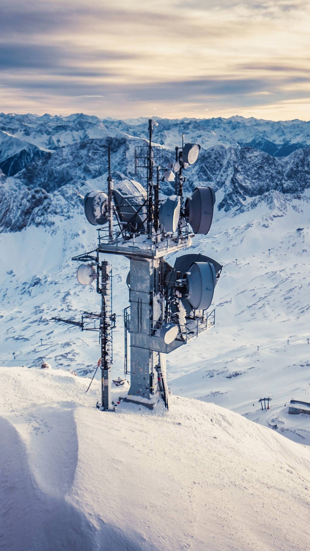 Aussicht der Zugspitze im Winter mit schnee und Eis