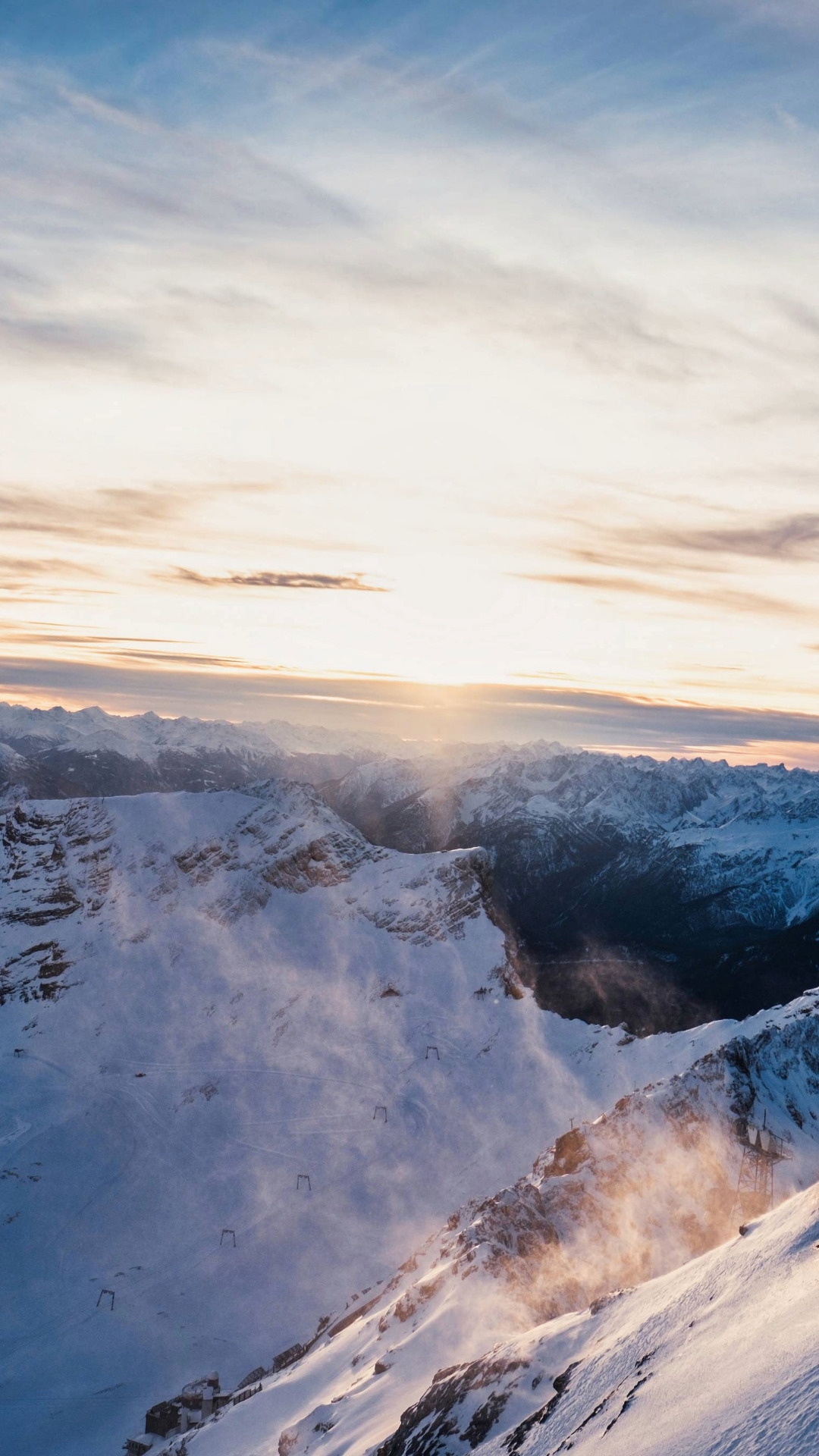 Aussicht der Zugspitze im Winter mit schnee und Eis